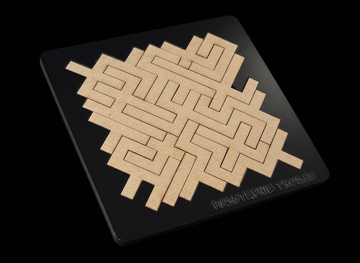 puzzle w czarnej ramie, wykonane z drewnianej sklejki 
